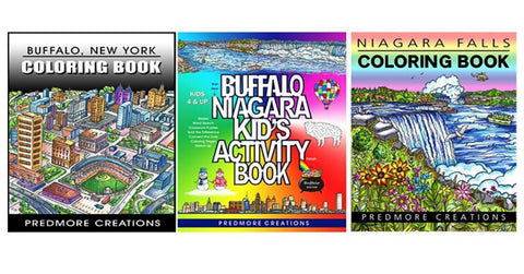 Buffalo themed Activity Book, niagara falls, mazes, Spot the difference, crossword puzzles, coloring pages and more.   The Buffalo & Niagara Falls Coloring Books challenge the artistic abilities of both kids and adults.