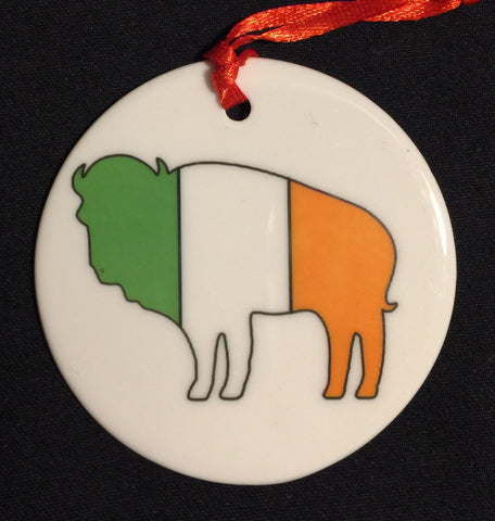irish buffalo christmas ornament, buffalove, 716 Buffalo ny, buffalo glassware, billieve, buffalo gifts