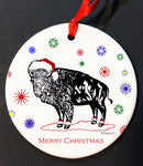 santa buffalo christmas ornament, buffalove, 716 Buffalo ny, buffalo glassware, billieve, buffalo gifts