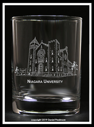 Niagara University Collector's Glass, buffalove, buffalo glassware, billieve, buffalo gifts, niagara county