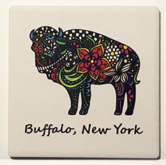 buffalo coaster, ceramic coasters, buffalo gifts, buffalove
