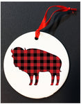 plaid buffalo christmas ornament, buffalove, 716 Buffalo ny, buffalo glassware, billieve, buffalo gifts